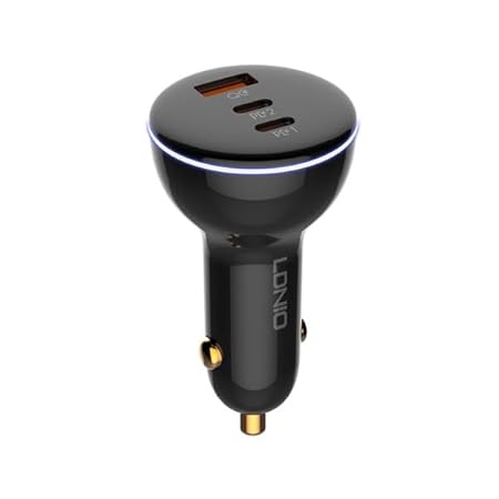 LDNIO C102 3 in 1 car Quick Charge 130W Laptop Mobile Cell Phone 100W 30W qc3.0 Dual pd Type c high Power 3 Ports car Charger