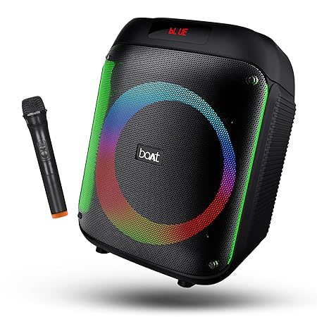 boAt PartyPal 220 Bluetooth Party Speaker w/ 80 W Signature Sound, Karaoke with Mic, RGB LEDs, Up to 6 hrs Playback (Midnight Black)