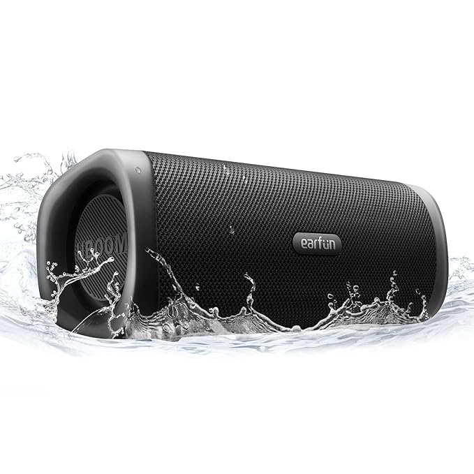 EarFun Bluetooth Speaker, UBOOM L Portable Speaker 28W Loud Stereo Sound, Rich Bass, IP67 Waterproof & Dustproof, Dual Pairing (Black)