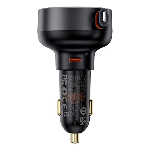 Baseus Enjoyment Pro Car Charger C,Retractable IP Cable 55W Cluster Black