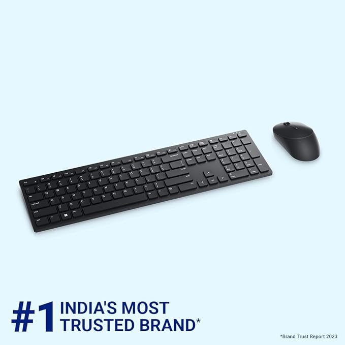Dell KM5221W Wireless Combo - RF 2.4GHz Wireless Keyboard with 12 Programmable Keys and 3 Button Optical Mouse, Spill-Resistant Keys,