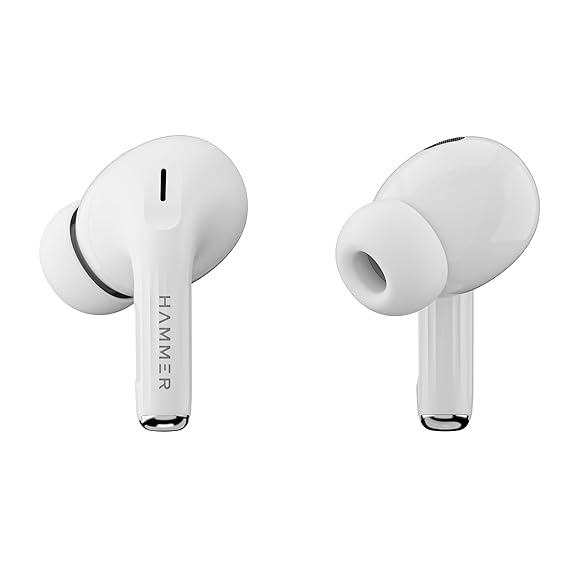 HAMMER Screen TWS, ANC (32dB), Smart Touch Display True Wireless Buds, Type-C Fast Charging, Bv5.4 (White)