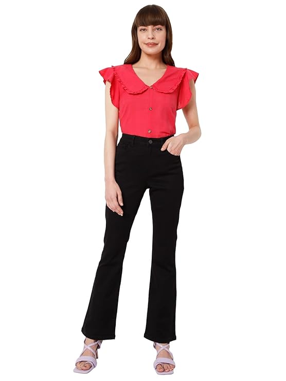 VERO MODA Women's Bootcut Mid Rise Jeans | Wide Leg | Bell Bottom