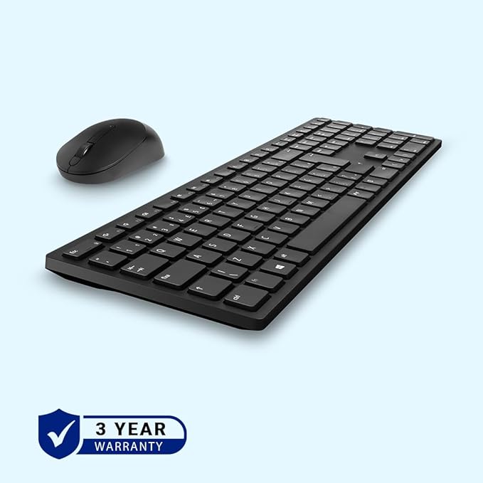 Dell KM5221W Wireless Combo - RF 2.4GHz Wireless Keyboard with 12 Programmable Keys and 3 Button Optical Mouse, Spill-Resistant Keys,