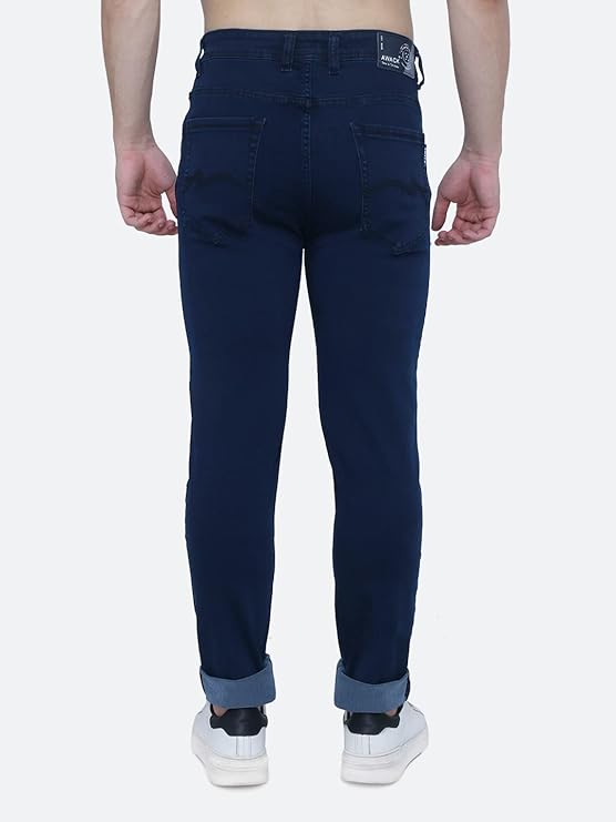 Awack Strechable Denim Regular Fit Mid Waist Light Weight Soft Feel Stretchable Denim Jeans Pant for Men