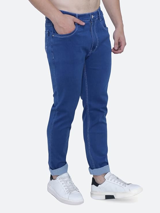Awack Strechable Denim Regular Fit Mid Waist Light Weight Soft Feel Stretchable Denim Jeans Pant for Men