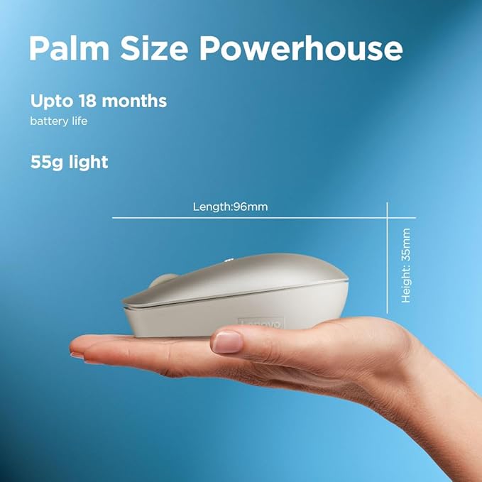 Lenovo 540 USB-C Compact Wireless Mouse (2400 DPI Sensor, 2.4GHz Wireless Nano USB, 4-Button (Left Click, Right Click, Scroll Click, DPI)|Ambidextrous Design|