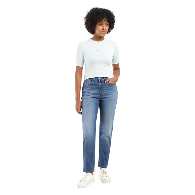 Levi's Women's Mom Loose Tapered Fit High Rise Blue Jeans