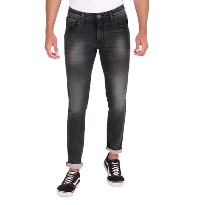 Alpha Array Men Comfort Regular Fit Jeans (Faded Black)
