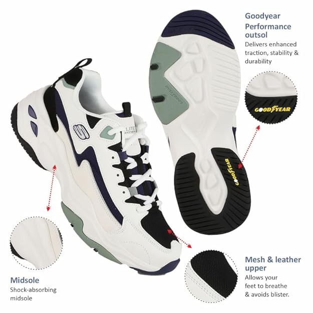 Skechers Men D'Lites 4.0 Energy Code Lace Up Shoe (White)