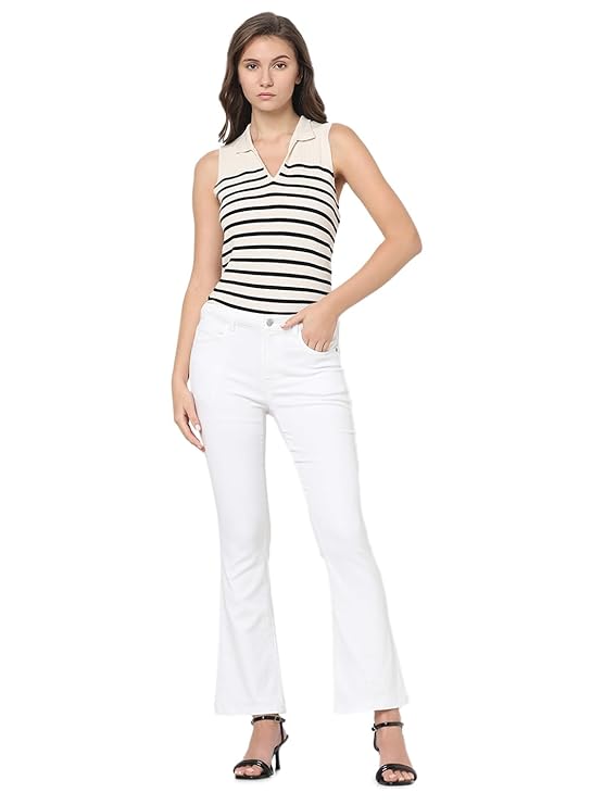 VERO MODA Women's Bootcut Mid Rise Jeans | Wide Leg | Bell Bottom
