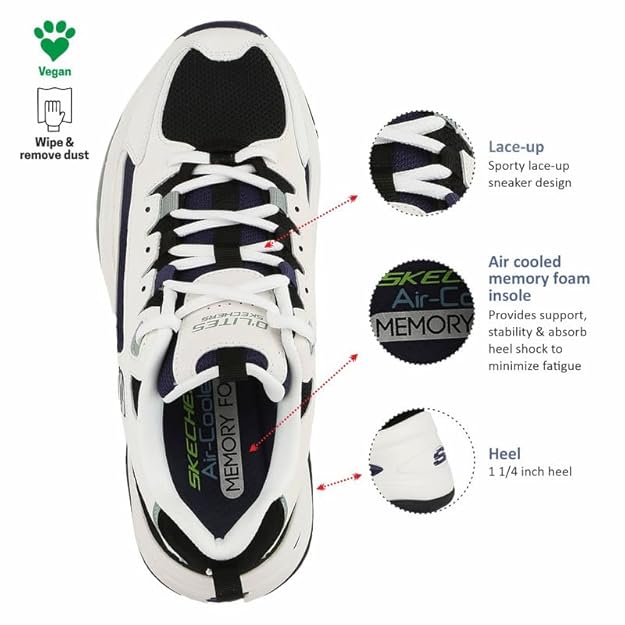 Skechers Men D'Lites 4.0 Energy Code Lace Up Shoe (White)