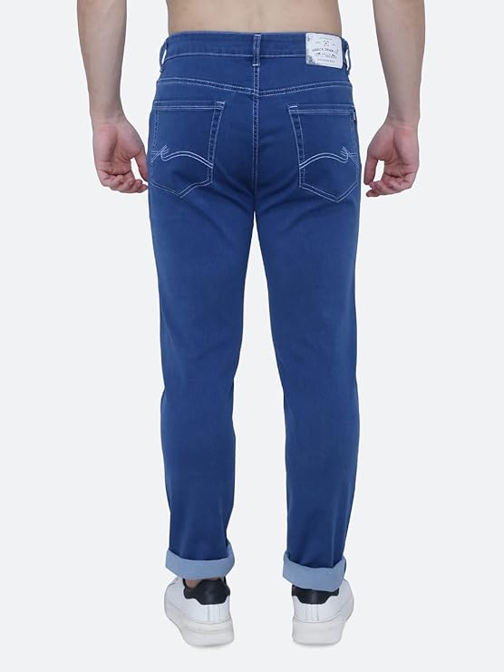 Awack Strechable Denim Regular Fit Mid Waist Light Weight Soft Feel Stretchable Denim Jeans Pant for Men