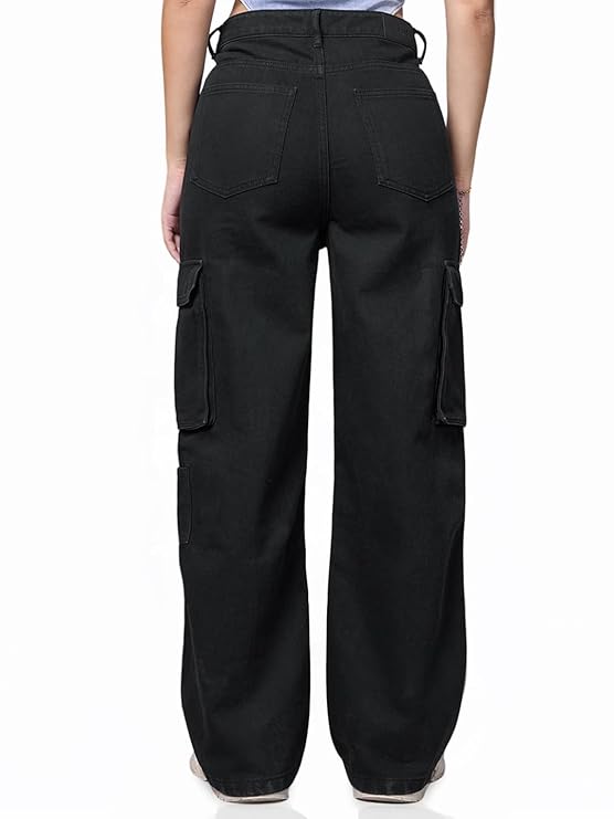 Bewakoof Womens High Rise 100% Cotton Solid Straight Fit Jeans|Straight Fit Jeans – Regular Fit | Classic Denim Pants | Everyday Casual