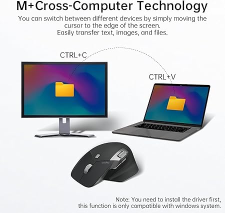 Rapoo MT760L Wireless Bluetooth Mouse, Ergonomic Design, 4 Adjustable DPI, 8 Programmable Buttons, 90 Days Battery Life, Matte Black