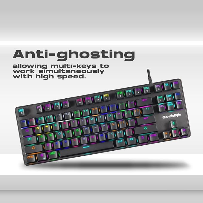 Cosmic Byte CB-GK-18 Firefly Per-Key RGB TKL Mechanical Keyboard with Swappable Outemu Red Switch, Macros, Software (Black)