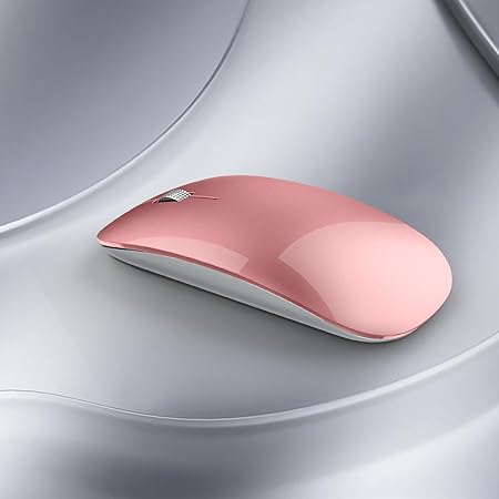 Offbeat - Atom Dual Bluetooth 5.1+5.1 & 2.4Ghz Wireless, Type-C Rechargeable Silent Click Mouse, Triple Device connectivity Windows, Mac, iOS, Android(Rose Gold)