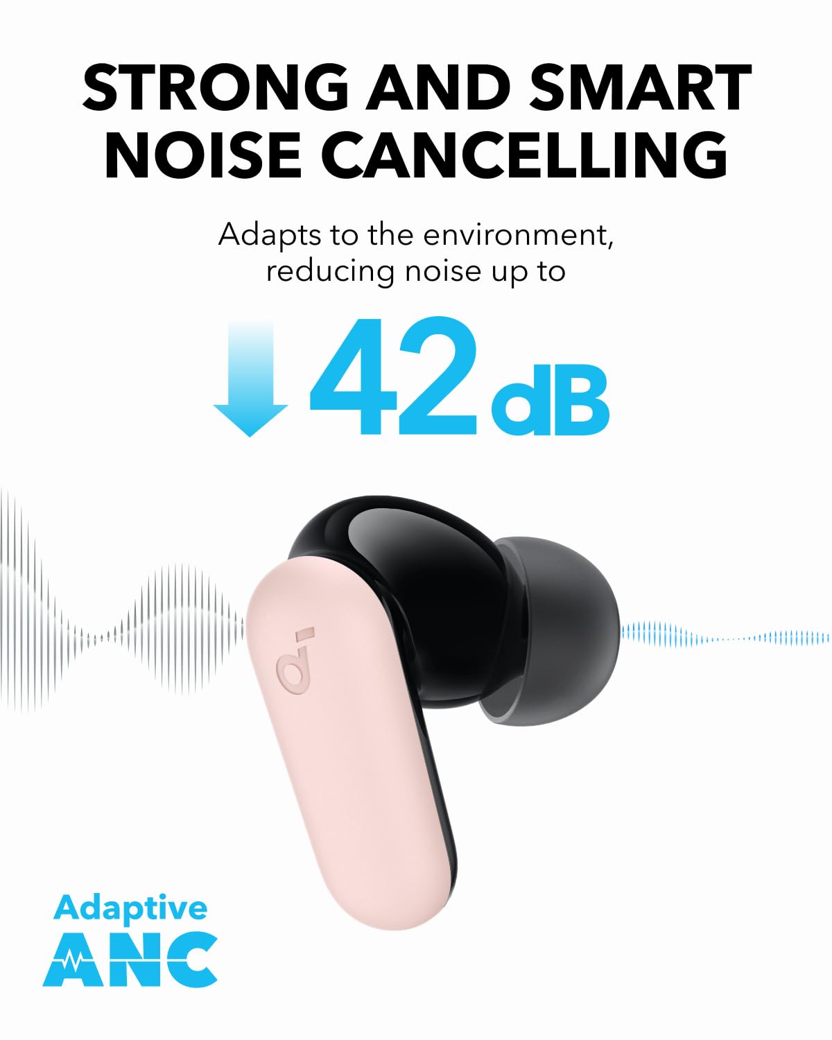 soundcore R50I NC by Anker Noise Cancelling in Ear Earbuds,Strong 42Db Adaptive Noise Cancelling,Powerful Bass,45H Playtime (5 Color options)