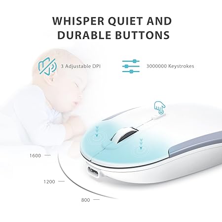 iClever Wireless Keyboard and Mouse GK08 - Rechargeable, Ergonomic, Quiet, Full Size Design with Number Pad, 2.4G Stable Connection Slim Mac Keyboard and Mouse for Windows, Mac OS Computer, Silver
