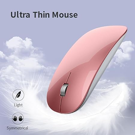 Offbeat - Atom Dual Bluetooth 5.1+5.1 & 2.4Ghz Wireless, Type-C Rechargeable Silent Click Mouse, Triple Device connectivity Windows, Mac, iOS, Android(Rose Gold)