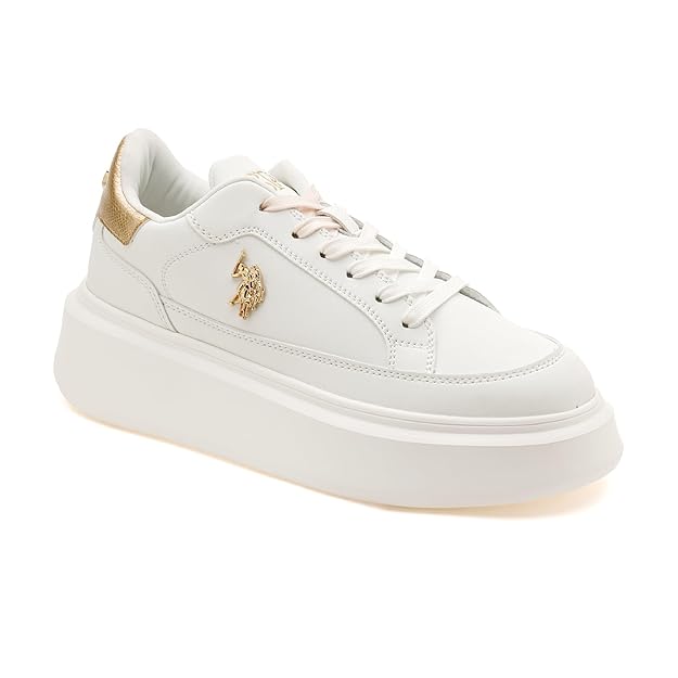 U.S. Polo Assn. Women Lace Up Sneaker Shoes (White)