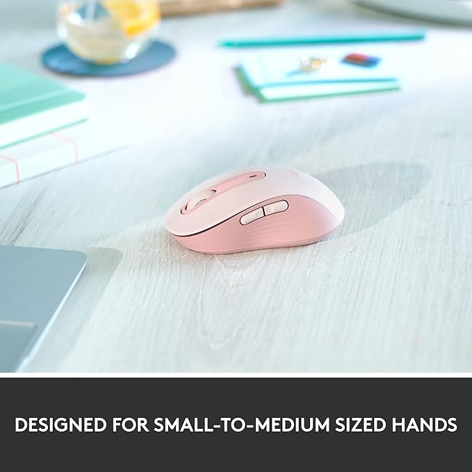 Logitech Signature M650 Wireless Mouse - for Small to Medium Sized Hands, 2-Year Battery, Silent Clicks, Customisable Side Buttons, Bluetooth, for PC/Mac/Multi-Device/Chromebook - Rose