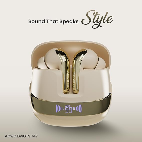 ACwO DwOTS 747 TWS Earbuds | Dual Device Connectivity | ANC 32dB | 4 AI-ENC Mics | 65H Playback (3 color options)