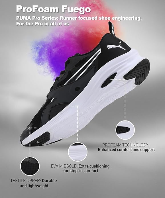 Puma Mens Profoam Fuego Res Running Shoe (Black - White)