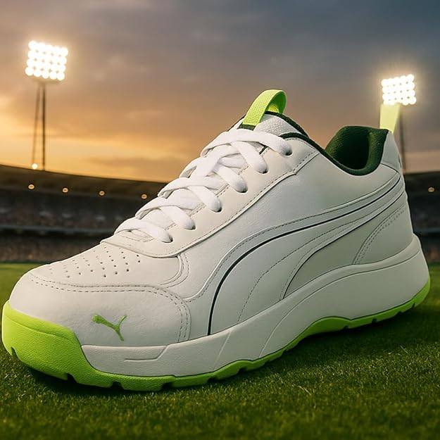 Puma Men Cricket Classicat Cricket Shoe (Green White)