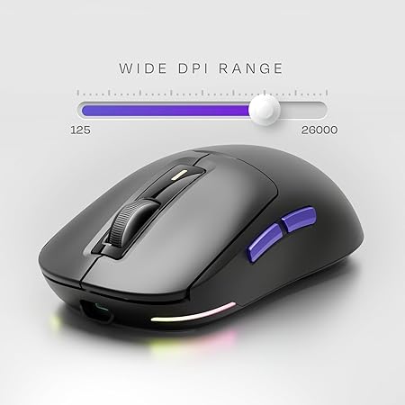 Kreo Pegasus 58 GMS Ultra Lightweight Wireless Gaming Mouse, Top PixArt Sensor, 6 Programmable Buttons, Bluetooth, 2.4GHz Connectivity Gaming Mouse, DPI Upto 26000, Software Included (Pegasus- Black)