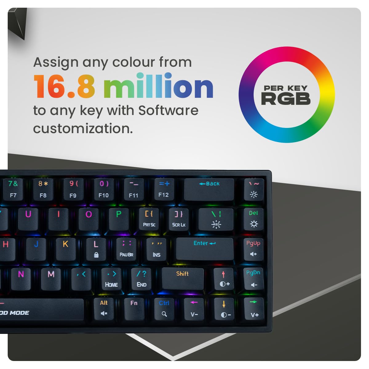 Cosmic Byte CB-GK-23 Artemis 68Key Per Key RGB Wired Mechanical Keyboard with Outemu Blue Switches and Software (Black)