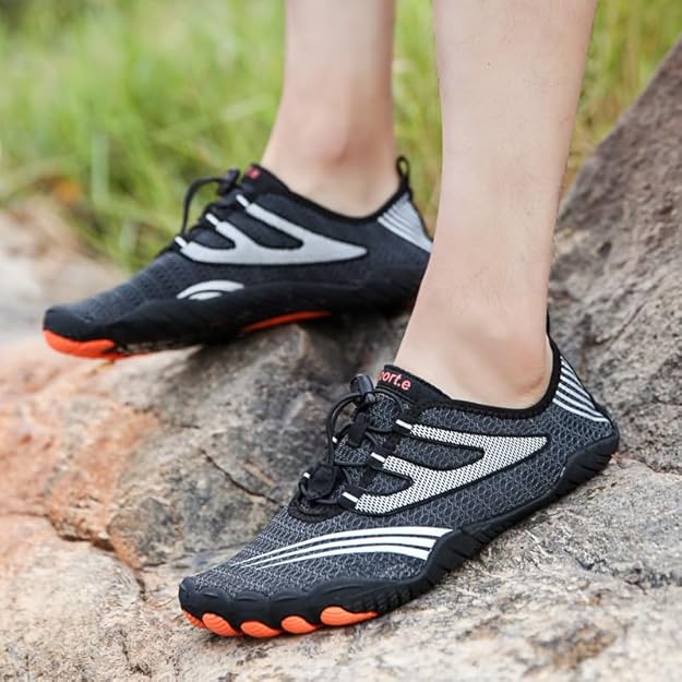 ANDUNE Men's Barefoot & Minimalist Shoes - Black Blaze | Wide Toe Box | Zero Drop Sole