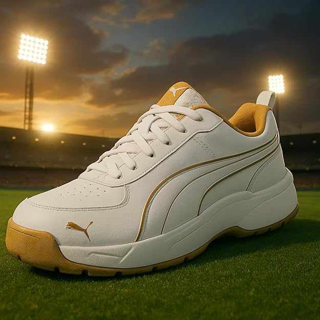 Puma Men Cricket Classicat Cricket Shoe (Gold White)