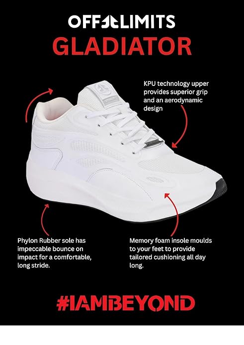OFF LIMITS Men's Gladiator Lightweight Breathable Comfortable Running Shoes for Men with Shock-Absorption Technology, Sports Fashion Walking Hiking Sneakers for Mens Casual Workout Footwear