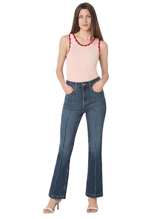 VERO MODA Women High Rise VM Petra BC HR AW24 Bootcut Light Fade Stretchable Jeans