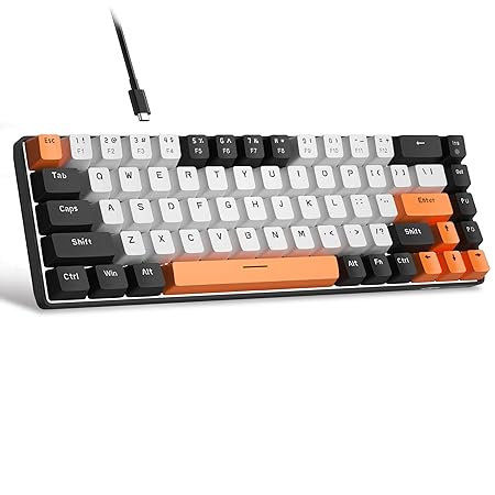 MageGee Product Image Portable 60% Mechanical Gaming Keyboard, MK-Box LED Backlit Compact 68 Keys Mini Wired Office Keyboard with Red Switch for Windows Laptop PC Mac - White/Black