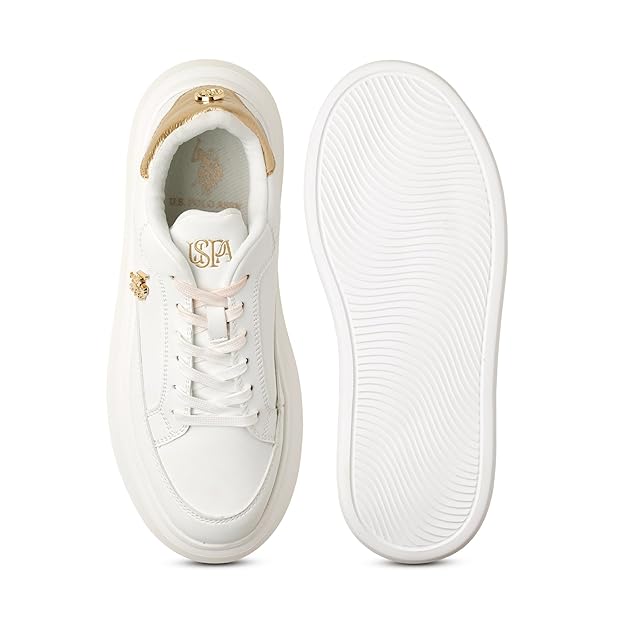 U.S. Polo Assn. Women Lace Up Sneaker Shoes (White)