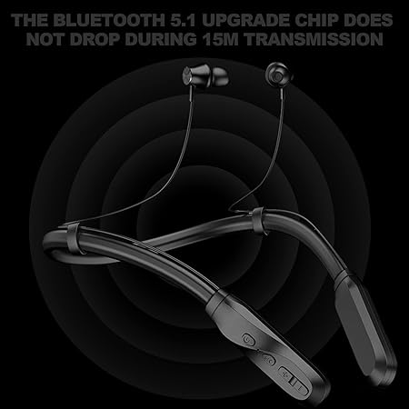 Nepartak I35 Black In Ear Neckband Bluetooth 5.1 Wireless Headphones, 100 Hours Playtime, IPX5 Waterproof (2 color options)