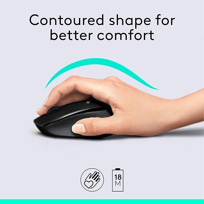Logitech MK345 Wireless Keyboard and Mouse Set Full-Sized Keyboard with Palm Rest and Comfortable Right-Handed Mouse, 2.4 GHz Wireless USB Receiver, Compatible with PC, Laptop - Black