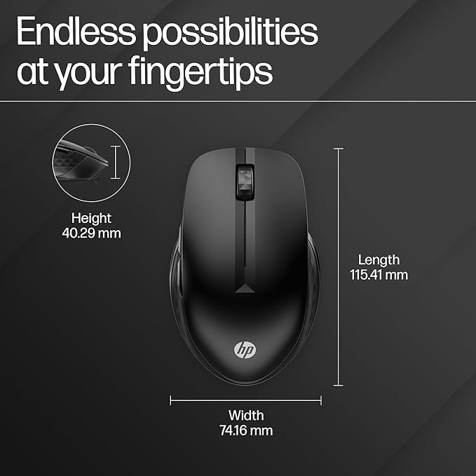 HP 430 Multi-Device Bluetooth Wireless Mouse with 4 Programmable Buttons/ 800 DPI - 4000 DPI/Fast Scrolling/Compatibility to Windows, macOS, Chrome OS/Black