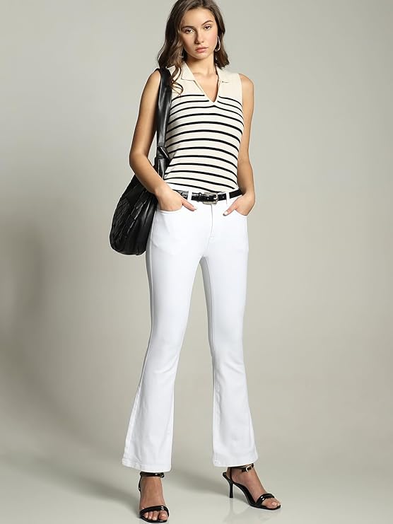 VERO MODA Women's Bootcut Mid Rise Jeans | Wide Leg | Bell Bottom