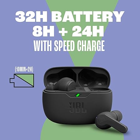 JBL Vibe Beam in-Ear Wireless Earbuds (TWS) with Mic,App for Customized Extra Bass Eq,32 Hours Battery&Quick Charge (3 Color options)