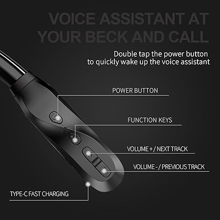Nepartak I35 Black In Ear Neckband Bluetooth 5.1 Wireless Headphones, 100 Hours Playtime, IPX5 Waterproof (2 color options)