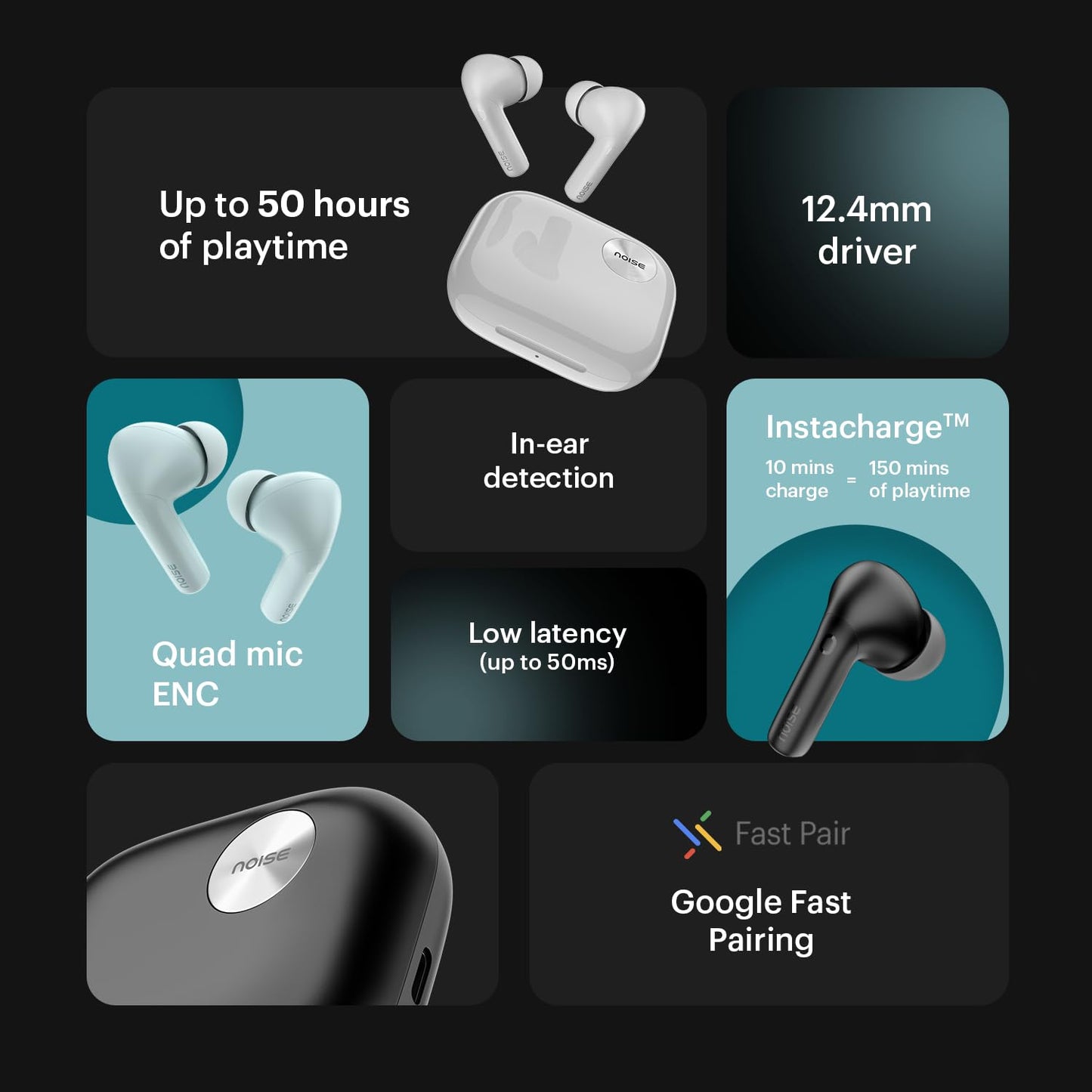 Noise Newly Launched Air Buds 6 in-Ear Bluetooth TWS - AI Enabled Smartbuds, ANC (up to 32db) - 3 color options