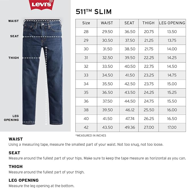 Levi's Men's 511 Slim Fit Mid Rise Stretchable Jeans
