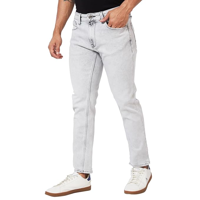 Spykar Mid Rise Regular Fit Narrow Length Blue Jeans for Men