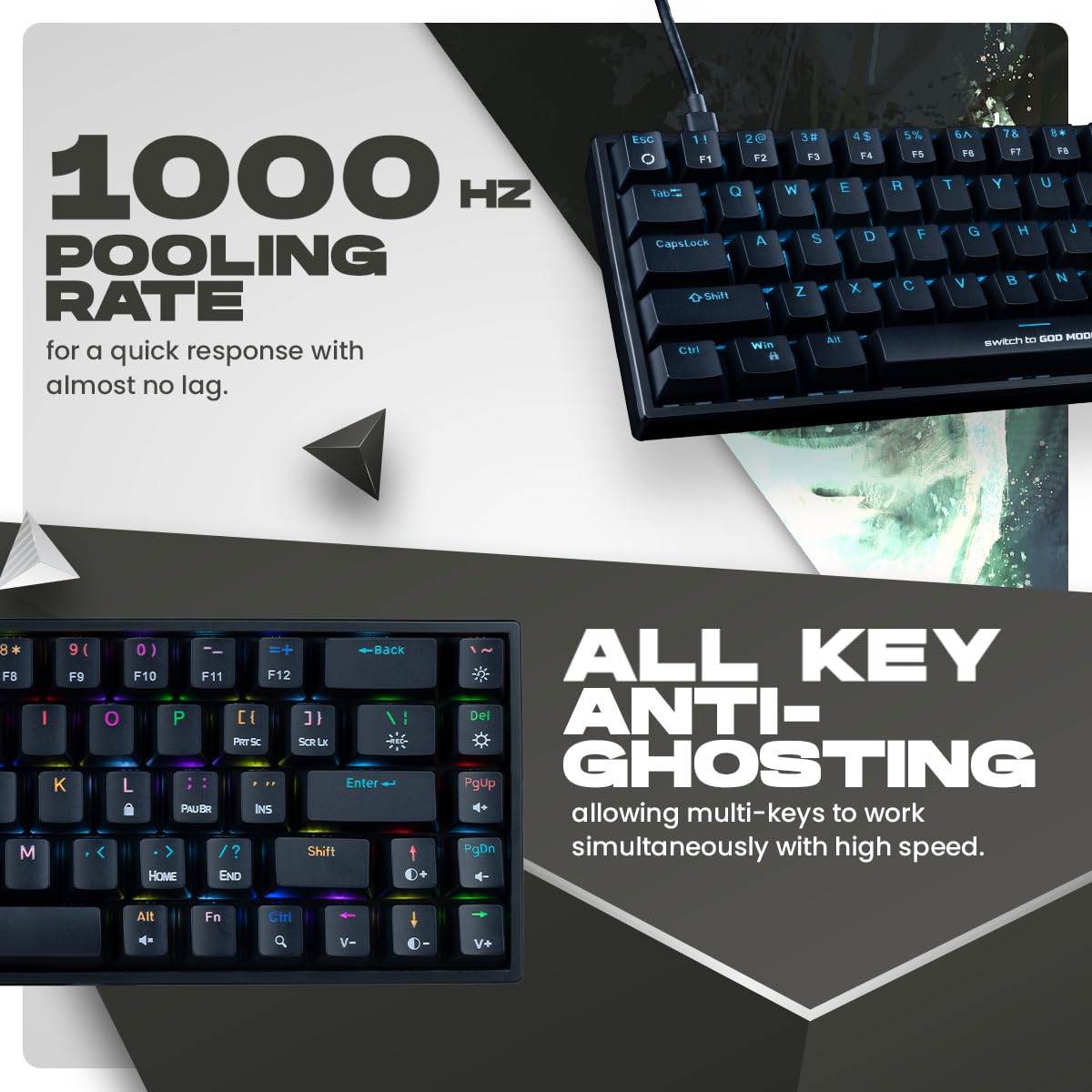 Cosmic Byte CB-GK-23 Artemis 68Key Per Key RGB Wired Mechanical Keyboard with Outemu Blue Switches and Software (Black)