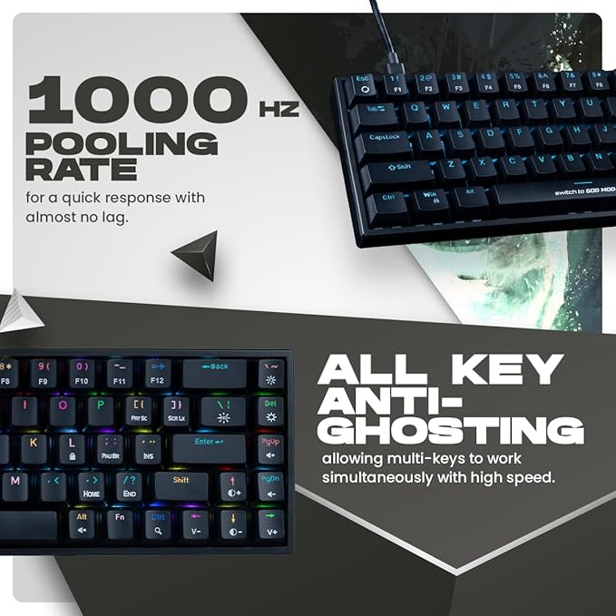 Cosmic Byte CB-GK-23 Artemis 68Key Per Key RGB Wired Mechanical Keyboard with Outemu Blue Switches and Software (Black)