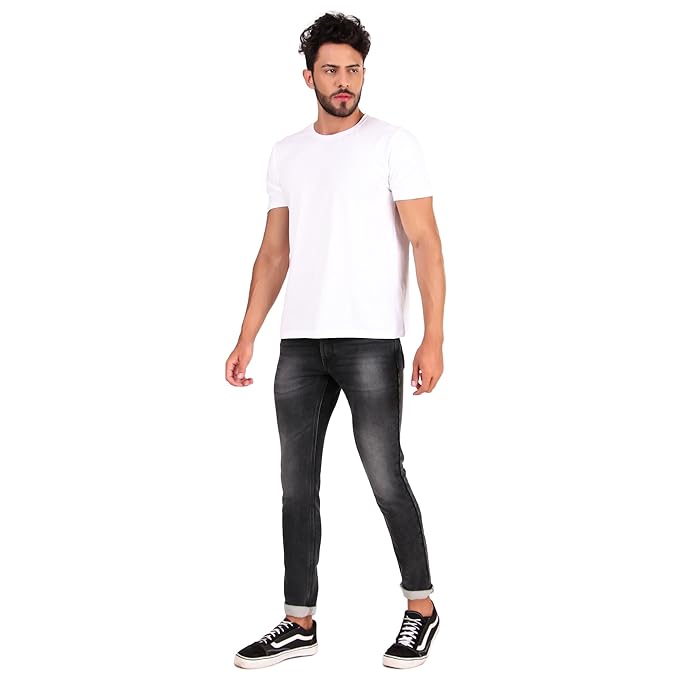 Alpha Array Men Comfort Regular Fit Jeans (Faded Black)