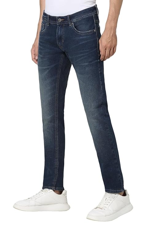 Peter England Men's Regular Fit Mid Rise Jeans